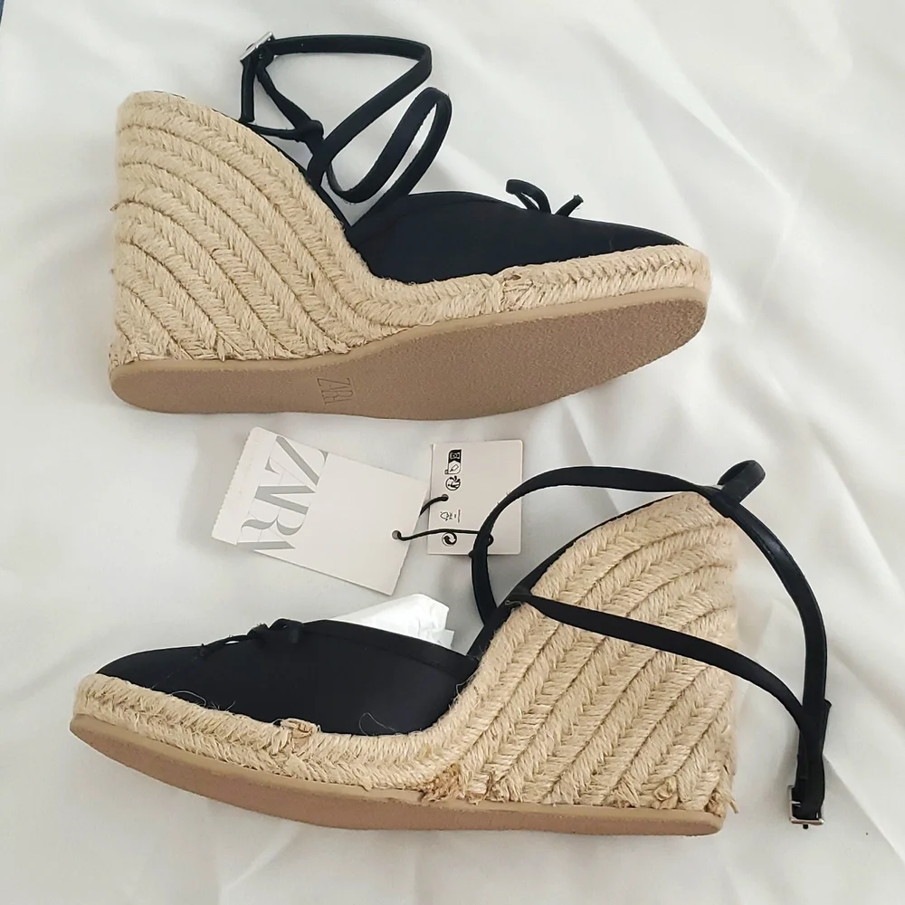Zara Satin Effect Wedge Sandals